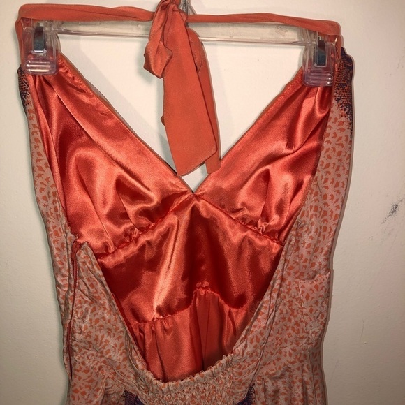 Guess “Hot Sand” Orange and Purple Silk Halter Fully Lined Dress Size 8 - Picture 5 of 12